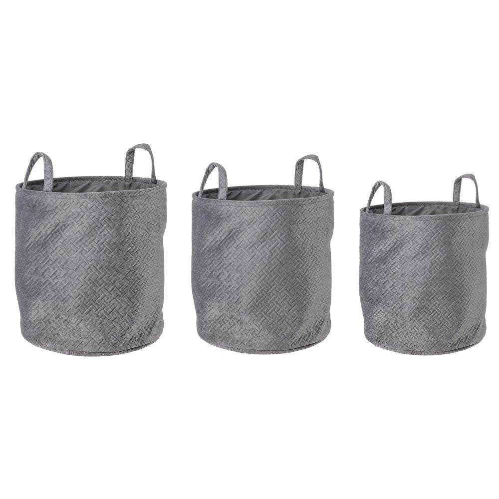 Set 3 Portaoggetti Poliestere Grigio Moderno da Interno - MEI-HUA