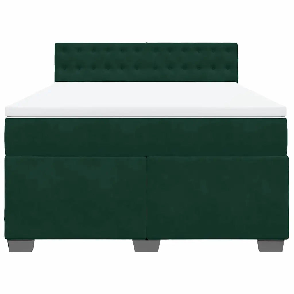 Giroletto a Molle con Materasso Verde Scuro 160x200 cm Velluto