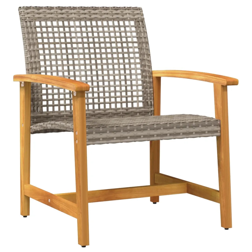 Sedia da patio-Sedie da Giardino 2pz Grigie in Polyrattan e Legno di Acacia