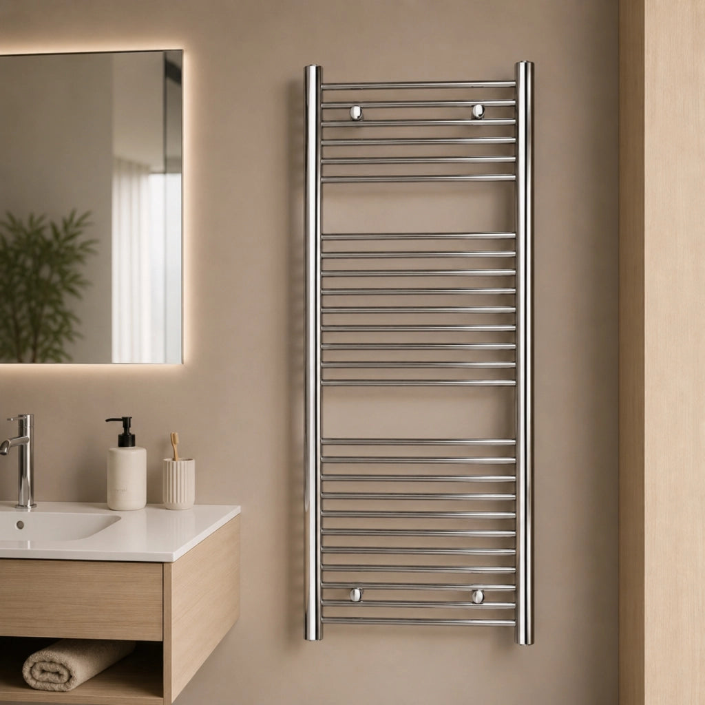 Termoarredo bagno cromato in acciaio per scaldasalviette a muro *** misure h1650xl500xi450 31 tubi, pezzi 1