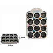 Trade Shop - Stampo Teglia Vassoio Antiaderente Per 12 Muffin Cupcake Dolci Budino 59942 -