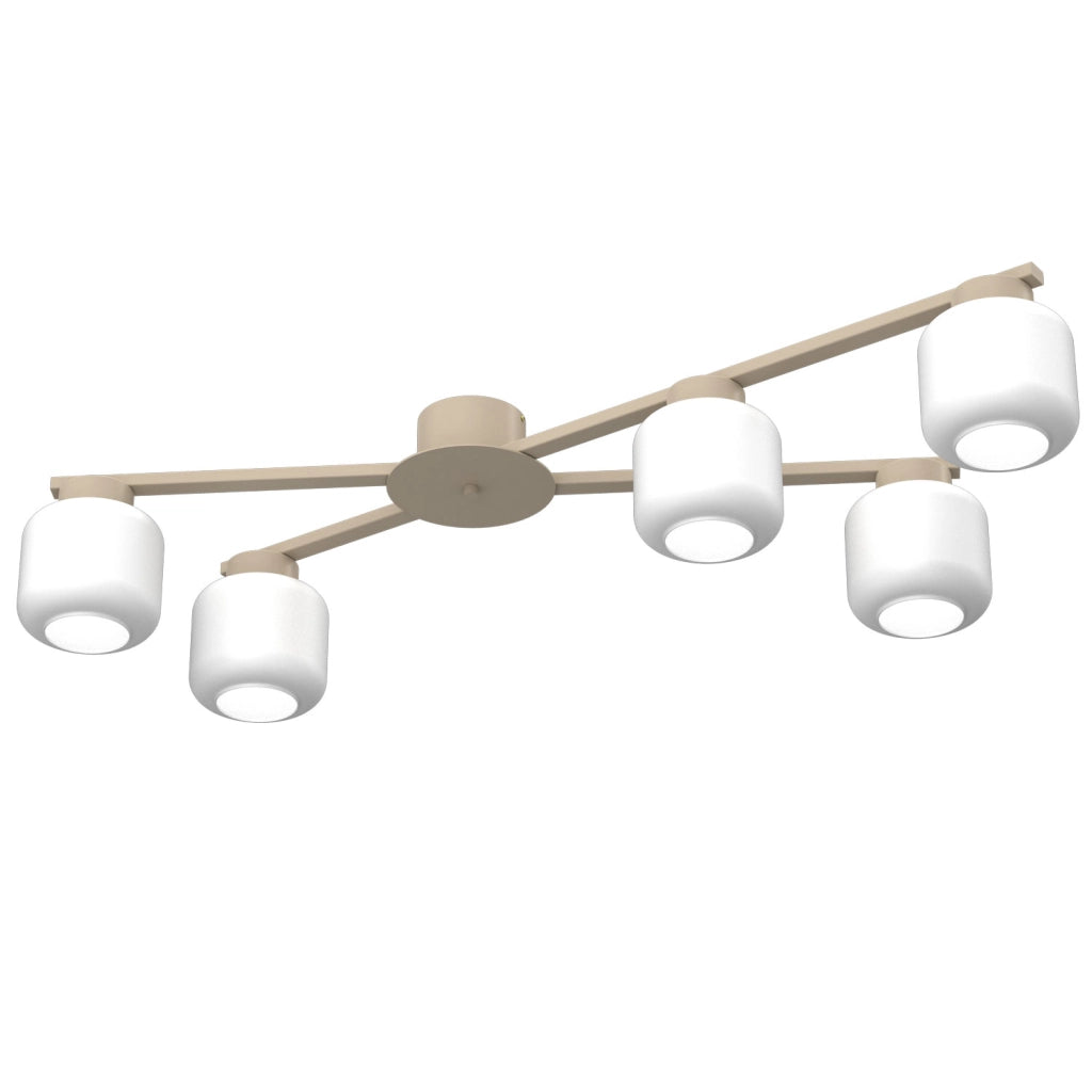 Plafoniera Muvo 5 luci beige acciaio Luminex