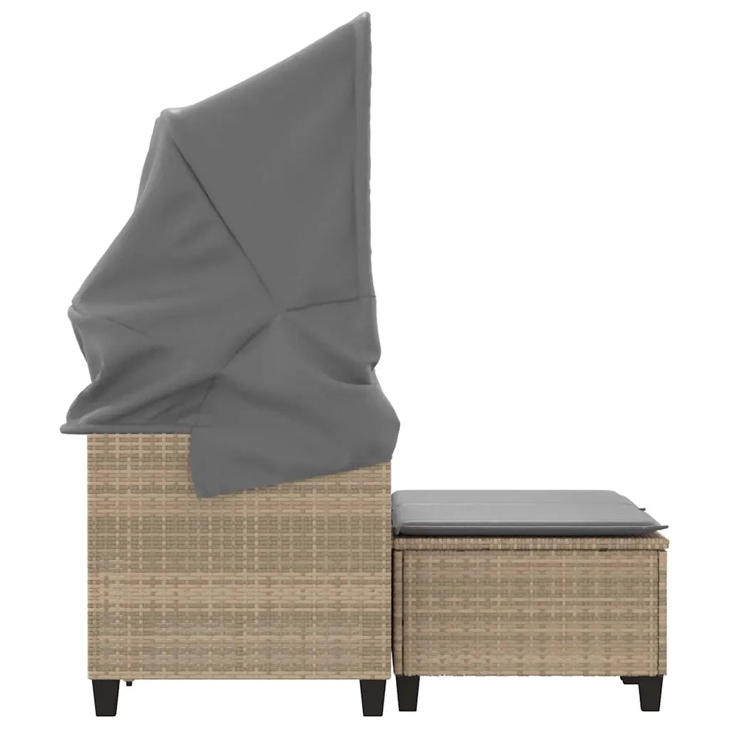 Divano Giardino 2 Posti-Sofa da Giardino-Divanetto da esterno Baldacchino e Sgabelli Beige Polyrattan 862764
