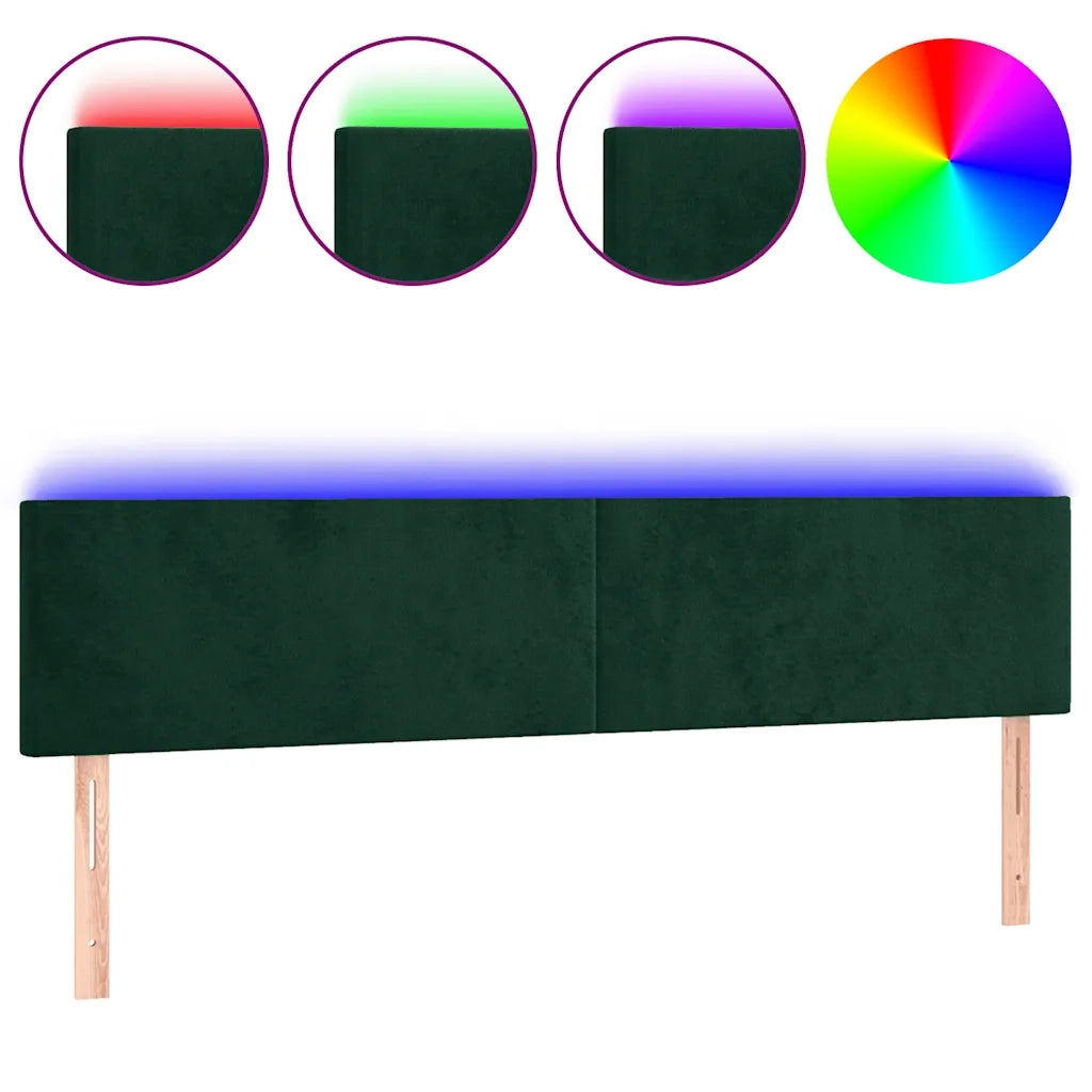 Testiera a LED Verde Scuro 200x5x78/88 cm in Velluto
