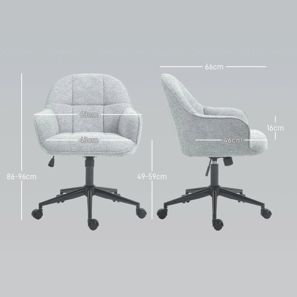 Sedia da ufficio con schienale e seduta imbottite ¨C zephmum ¨C Grigio, Tessuto, Altezza regolabile