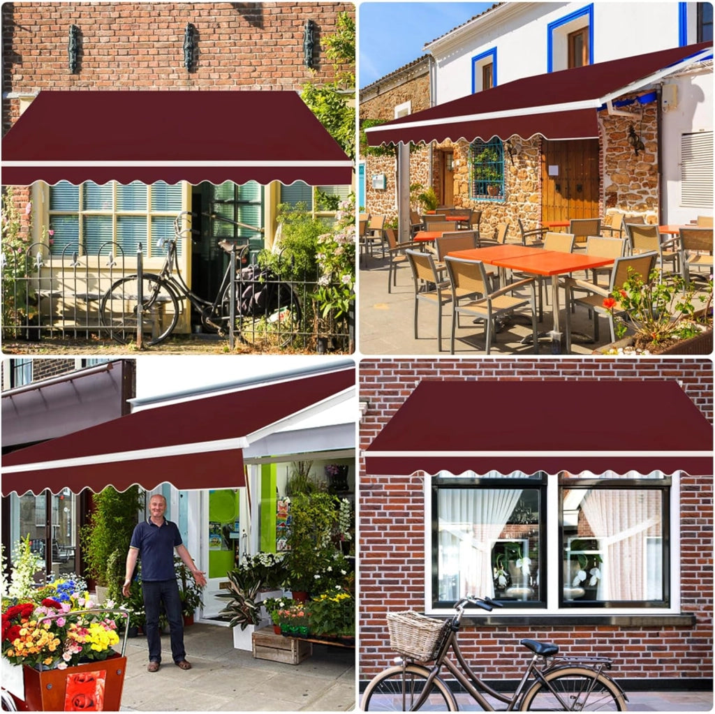 Tenda da Sole per Esterno Avvolgibile 3,6 x 3 M, Tenda da Sole a Bracci Estensibili con Telaio in Alluminio, Tettuccio Resistente al Sole e Impermeabile e Manovella (3,6 x 3 M, Rosso)