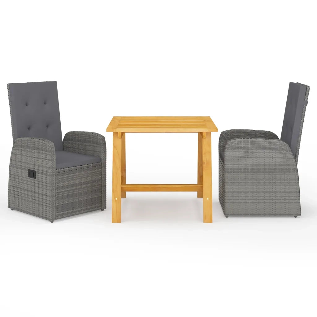 Set Mobili da Pranzo per Giardino 3 pz Grigio cod mxl 36074