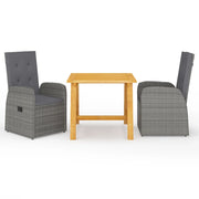Set Mobili da Pranzo per Giardino 3 pz Grigio cod mxl 36074