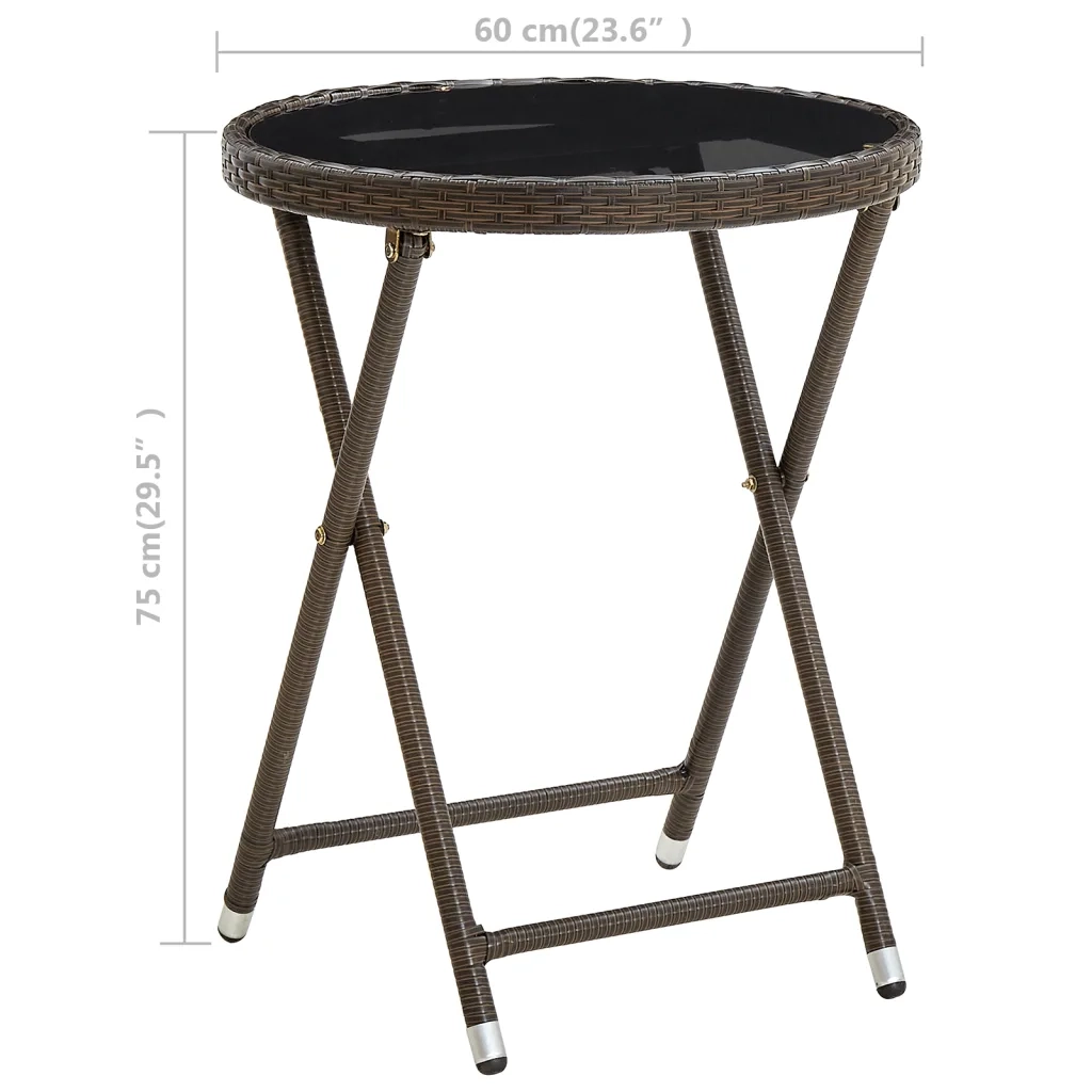 Tavolino da Salotto-Tavolino da soggiorno-Tavolo Marrone 60 cm Polyrattan e Vetro Temperato