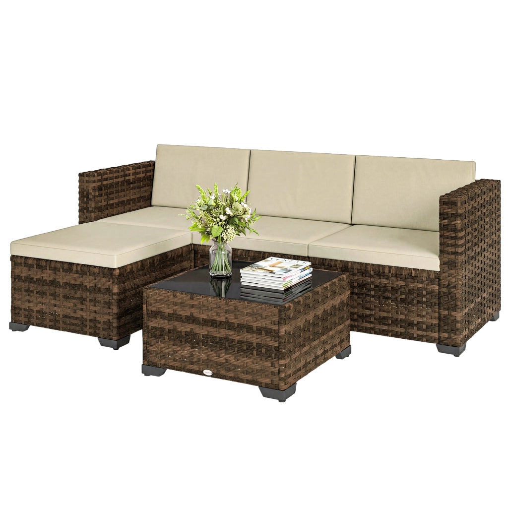 Set da giardino 5 pezzi in rattan con cuscini ¨C zephmum ¨C grigio