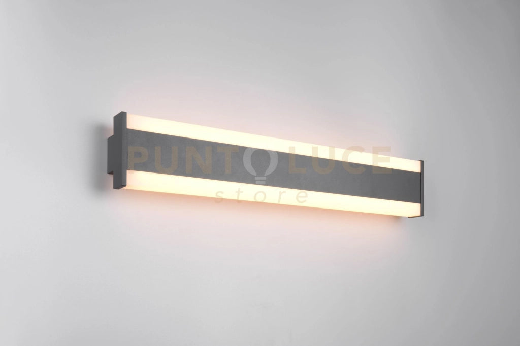 DAWSON APPLIQUE FASCIA DA ESTERNO ALLUMINIO ANTRACITE CON REGOLAZIONE SIA TEMPERATURA DI COLORE DEL LED SIA INTENSITA' IP54 L.60CM 8W 900lm, 2300+3000+4000K