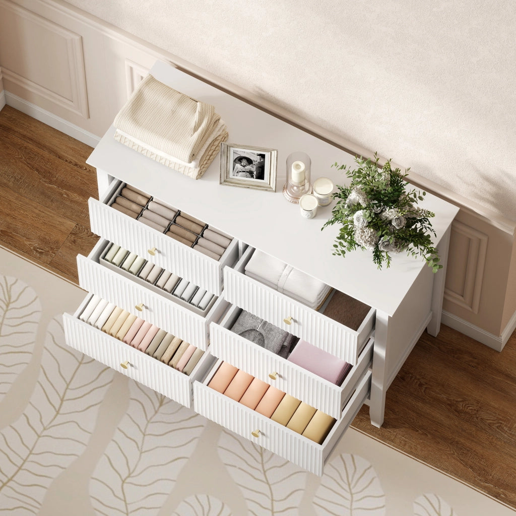 Cassettiera Sideboard con 6 Cassetti ¨C zephmum ¨C 100x40x78 Bianco