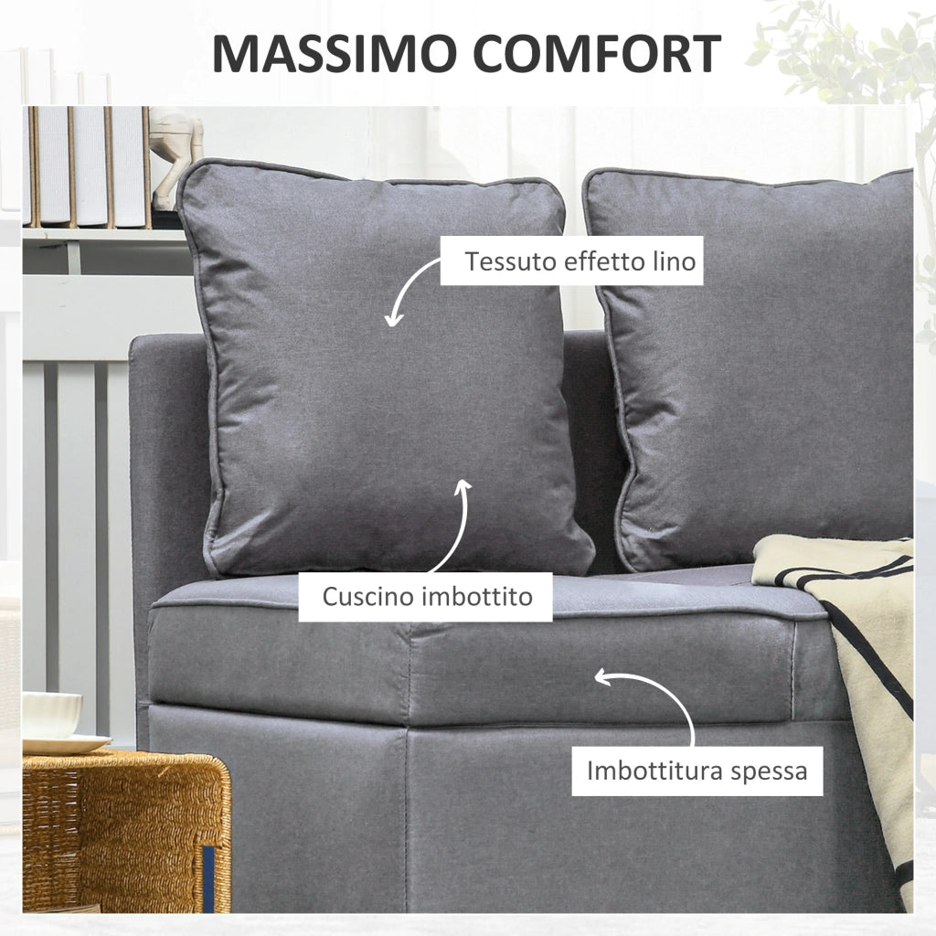 Poltrona Letto 3 in 1 con Schienale Reclinabile ¨C Zephmum ¨C Tessuto Grigio Scuro, Legno, 98x71x67 cm