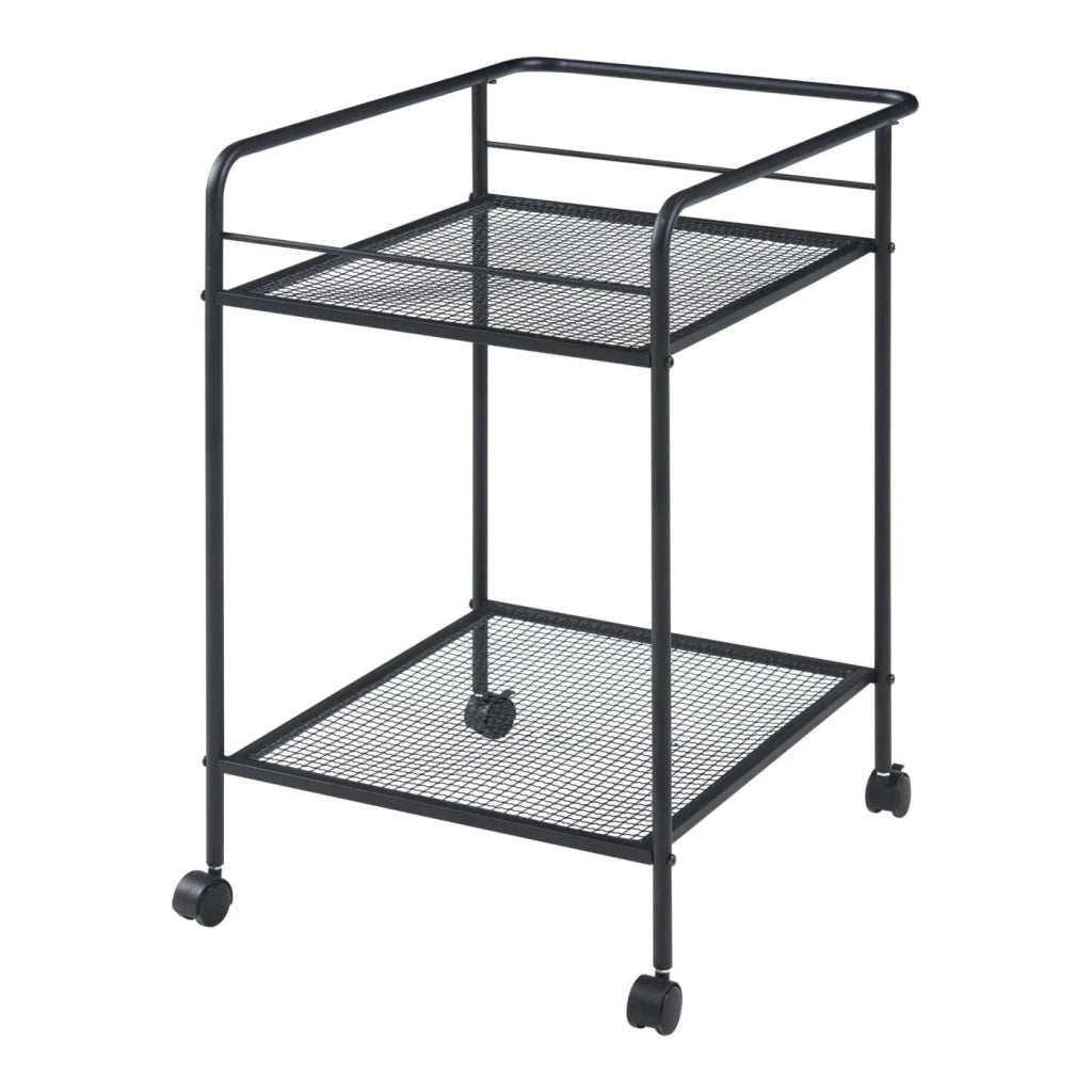 Carrello di servizio mobile contenitore per cucina/soggiorno Hole con 2 ripiani 72 x 62 x 45 cm metallo nero 03_0009223