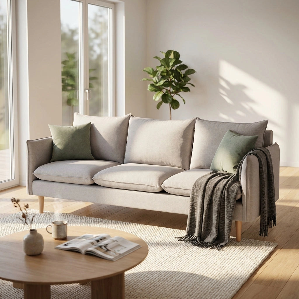 Divano 3 posti stile scandinavo in Tessuto cm 188x82x84 - LEO