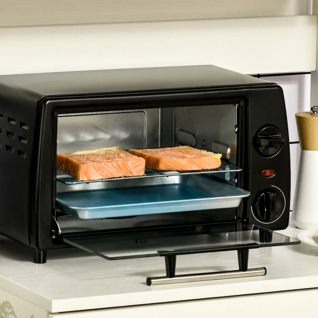 Mini Forno Elettrico 10 L 750 W con Temperatura 100-230°C; Timer 60 Min; Teglia e Griglia