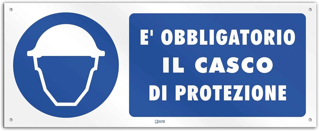 Cartello obbligo di casco di protezione mm 350x125 alluminio