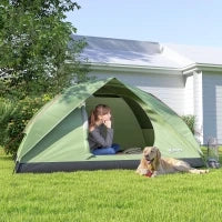Tenda da Campeggio per 3 Persone Impermeabile con Tasche, Gancio per Lanterna e Borsa di Trasporto, Verde