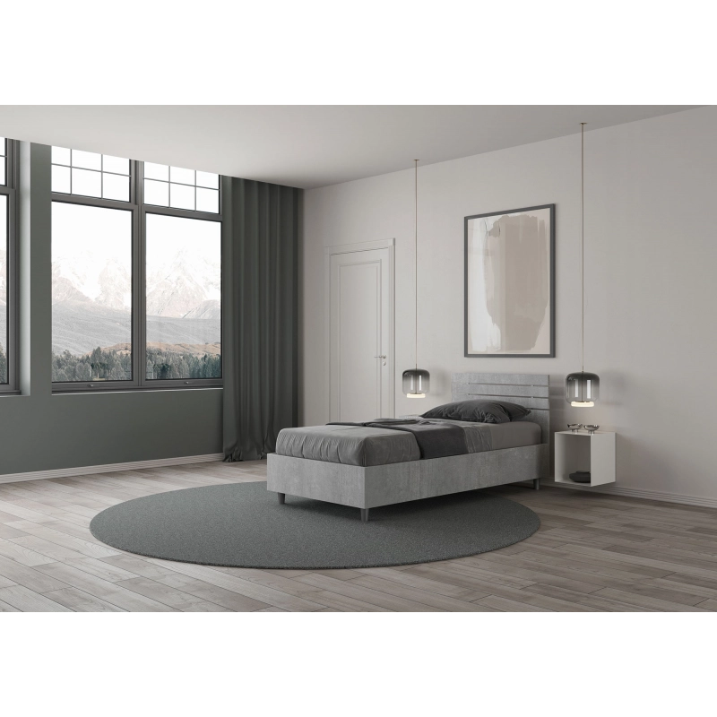 Letto Singolo 80x190 cm testata dritta con doghe Ankel - Senza rete,Grigio