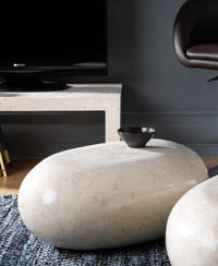 Tavolino blocco Romboidale in Pietra Fossile White Agata