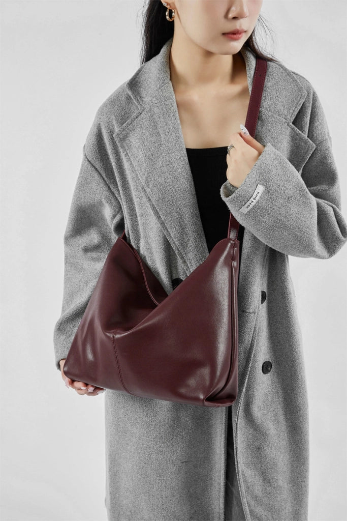 Borsa a tracolla da donna in vera pelle, borsa tote grande, borsetta retr¨°, borsa a mano viola