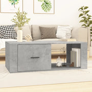 Tavolino Salotto-Tavolino da soggiorno-Tavolo Grigio Cemento 100x50,5x35cm Legno Multistrato