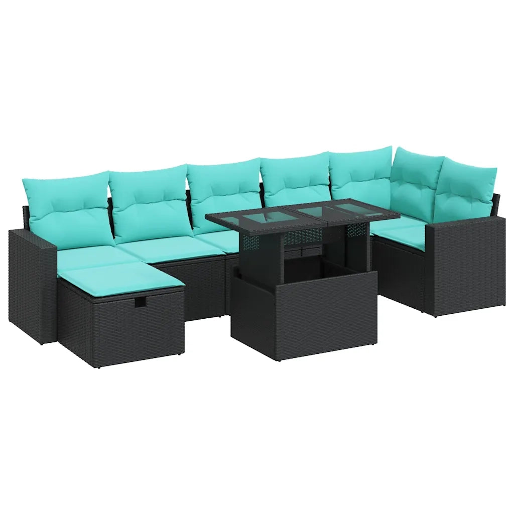 Set Divano da Giardino 8pz con Cuscini Grigio Polyrattan Acacia 3327827