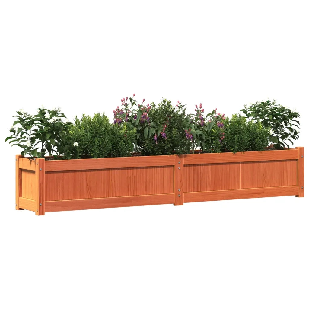 Fioriere da Giardino 2pz Marrone Cera Legno Massello di Pino 837499