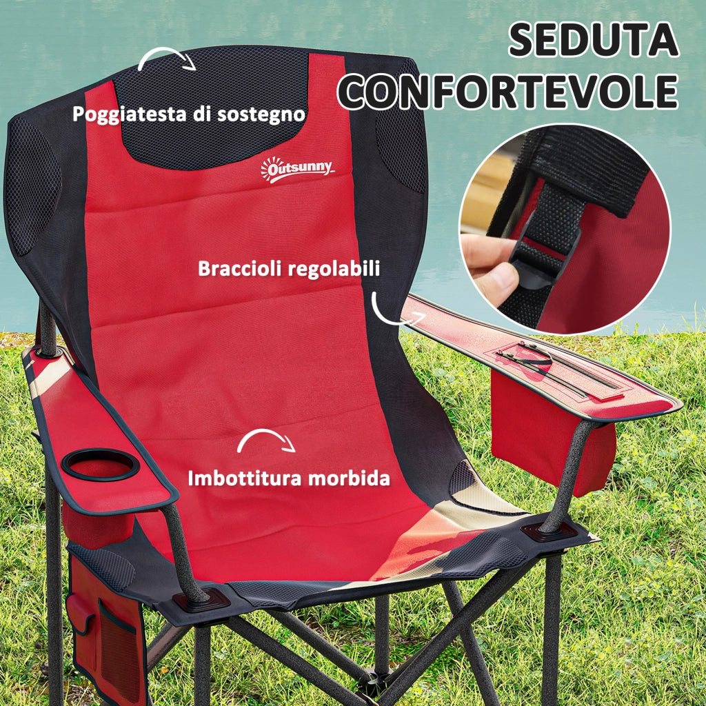 Set 2 Sedie Pieghevoli da Campeggio ¨C zephmum ¨C Rosso, 94x62x100 cm
