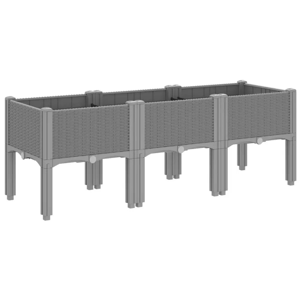 Fioriera da Giardino con Gambe Grigio Chiaro 120x40x42 cm in PP 367897