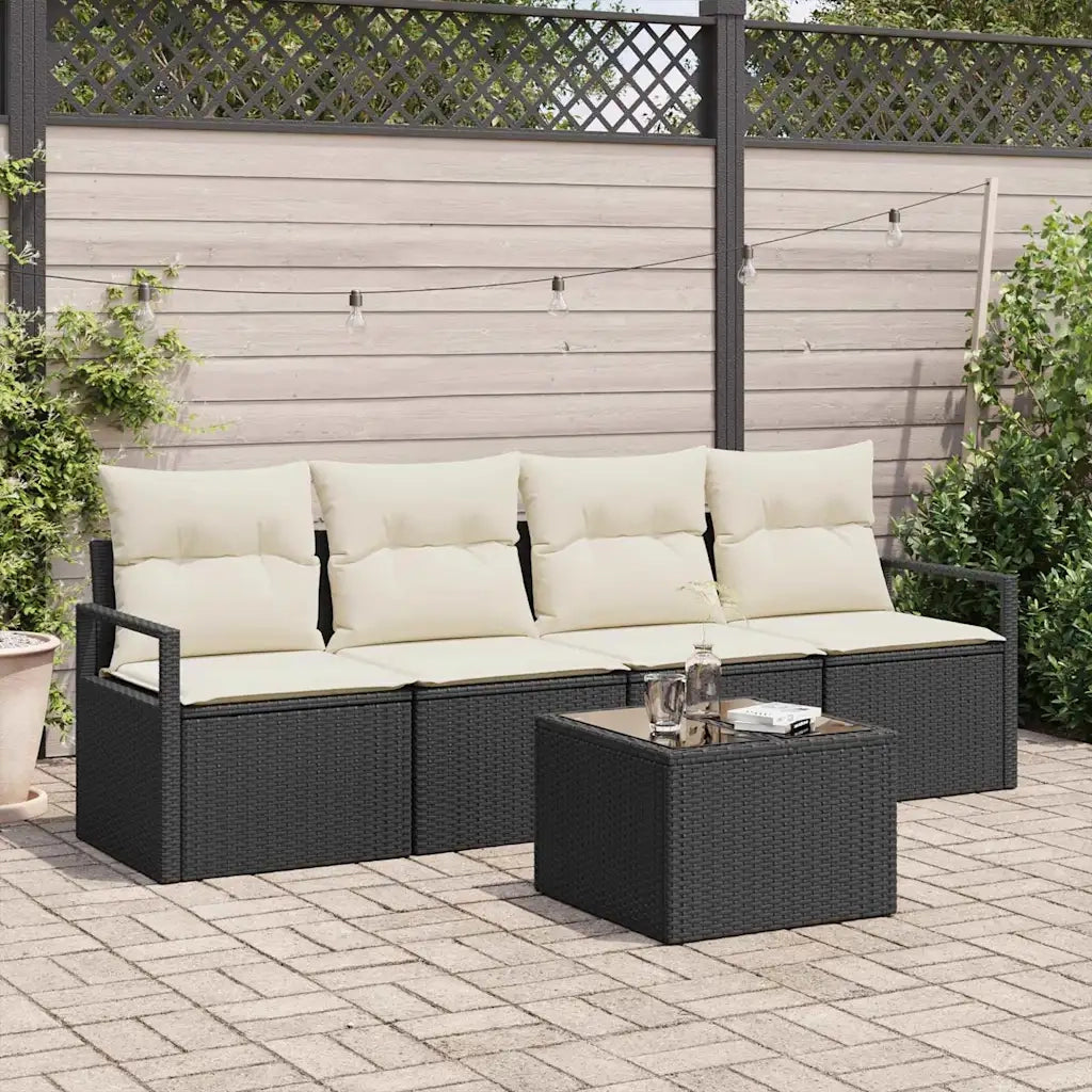 Set di divani 5 pcs Nero e Crema polyrattan 3346247