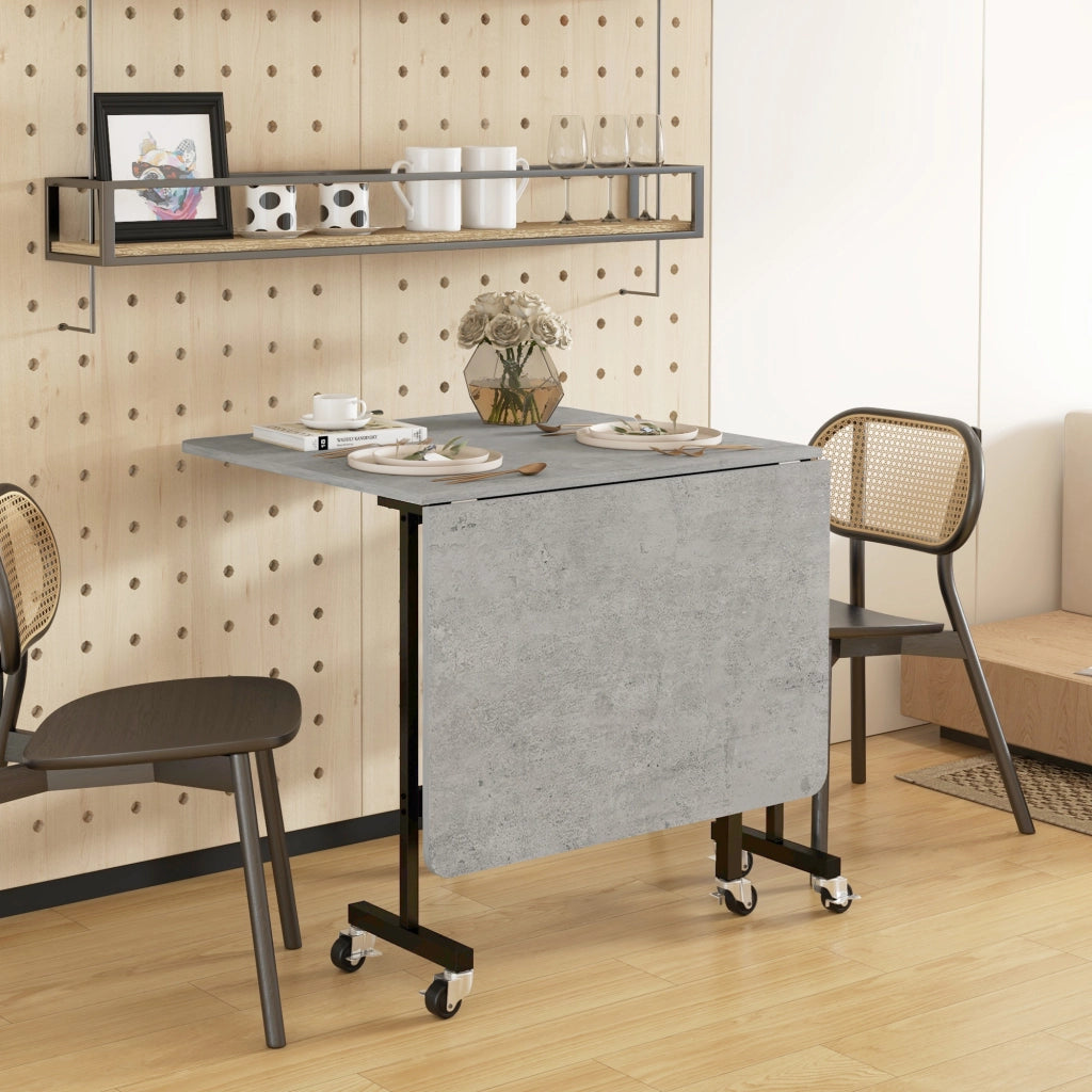 Tavolo pieghevole con rotelle per 4-6 persone ¨C Xylo ¨C legno e acciaio 120x80x73 cm grigio