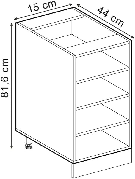 Scaffale da cucina R-Line, Quercia dorata, 15 cm senza piano di lavoro, per la libera combinazione all'interno di sistemi cucina modulari