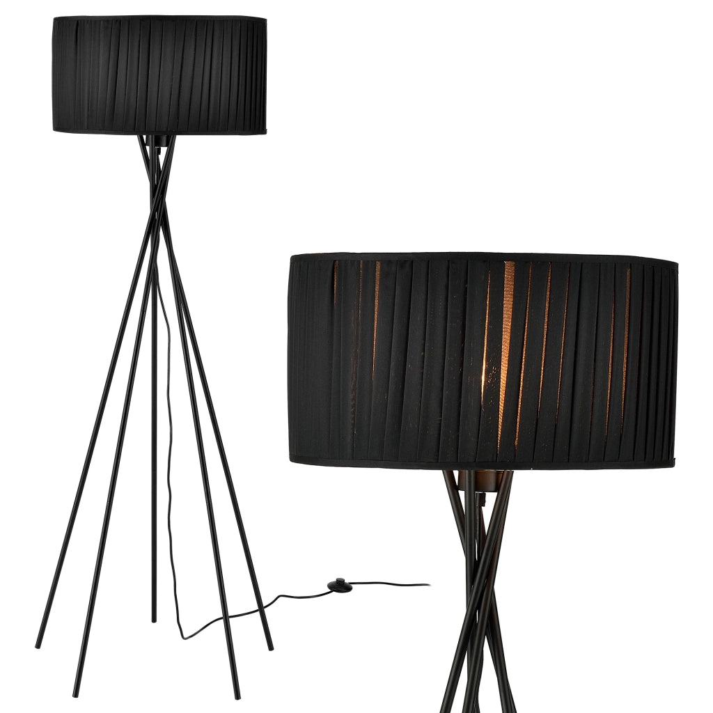 Lampada da terra (1 attacco E27) (155 cm x Ø 48 cm) lampada da terra nera per soggiorno 03_0002418