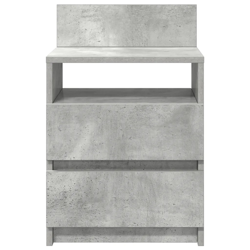 Comodino con 2 Cassetti Grigio Cemento 40x33x60 cm