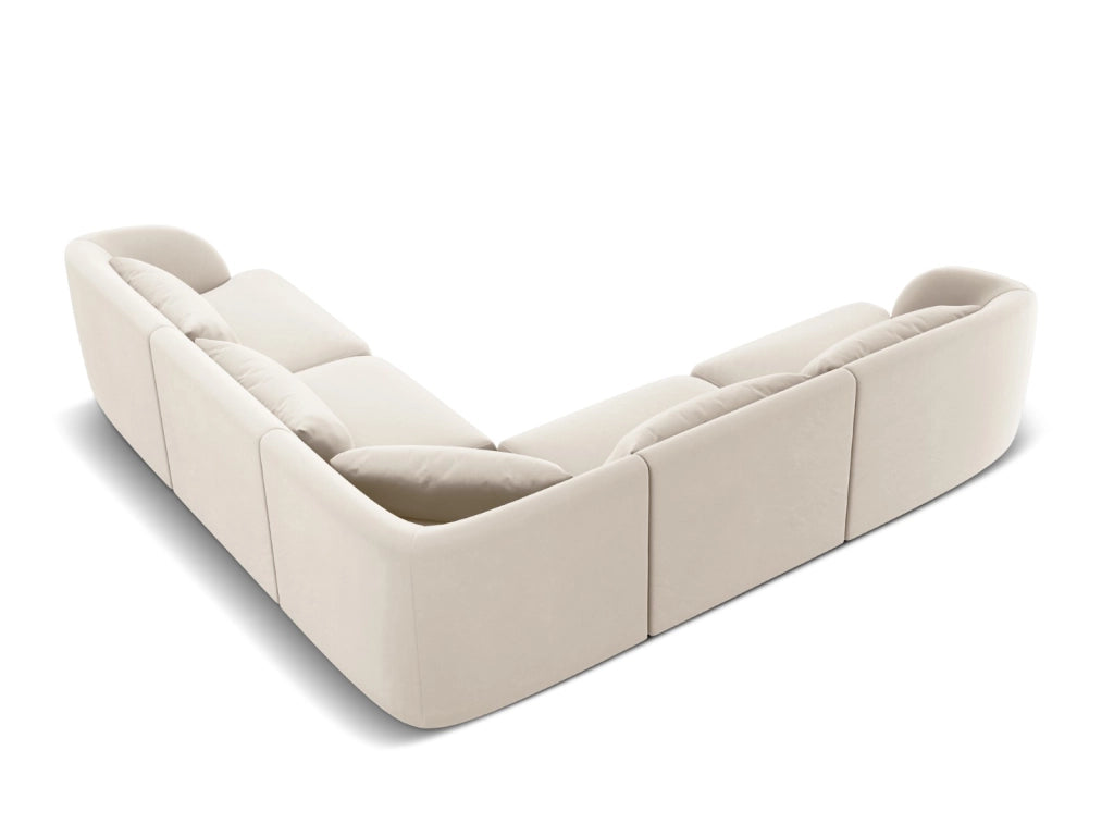 Cosmopolitan Design - Divano angolare reversibile "Tulum" 5 posti in velluto beige chiaro 