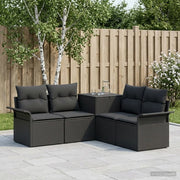 Set di divani 5 pz Nero Rattan sintetico e Acciaio 3447731