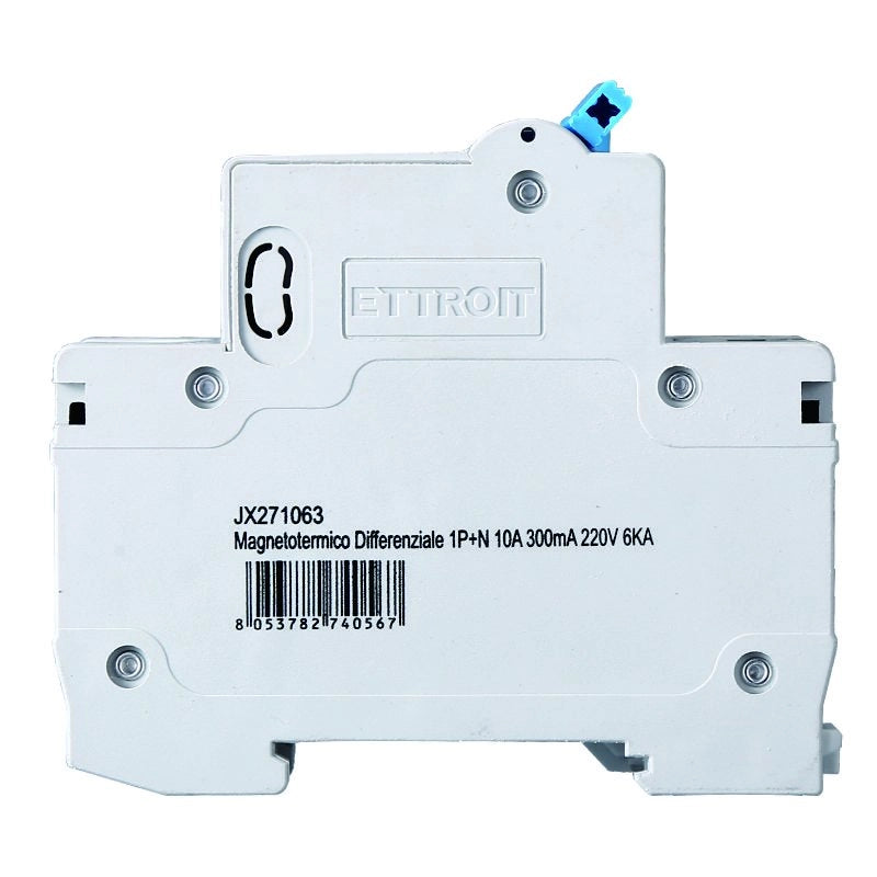 Interruttore Magnetotermico Differenziale 1P+N 10A 6KA 300mA 220V Occupa 2 Moduli DIN