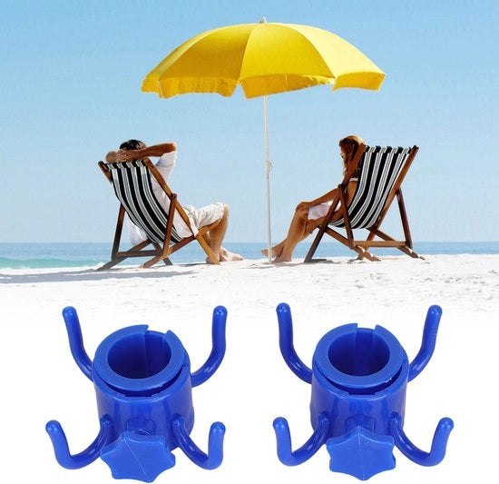 Sostegno per Ombrello a Gancio - 2 Pezzi - Blu - Supporto per Asciugamano e Cappello - Adatto per Ombrelli con Diametro Manico 25-32 mm