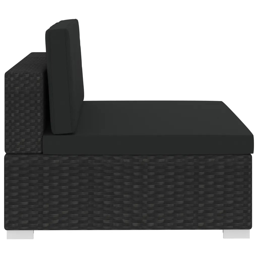 Set Divani da Giardino 3 pz con Cuscini in Polyrattan Nero cod mxl 34669