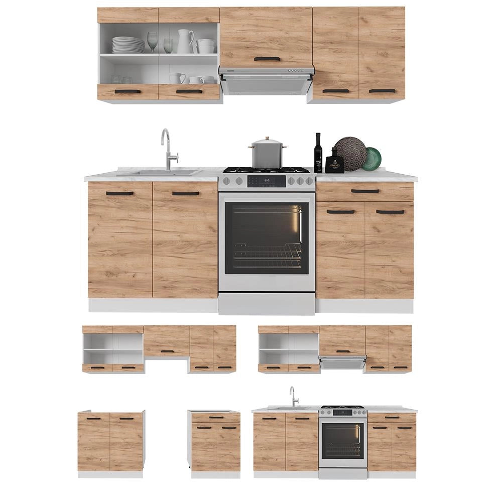 Mobile da cucina R-Line Rovere dorato/Bianco 200 cm PL Rovere Vicco
