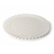 Trade Shop - Vassoio Trama Trinato Bianco 35 Cm Rotondo Piatto Sotto Dolci Antipasti Trasporto -