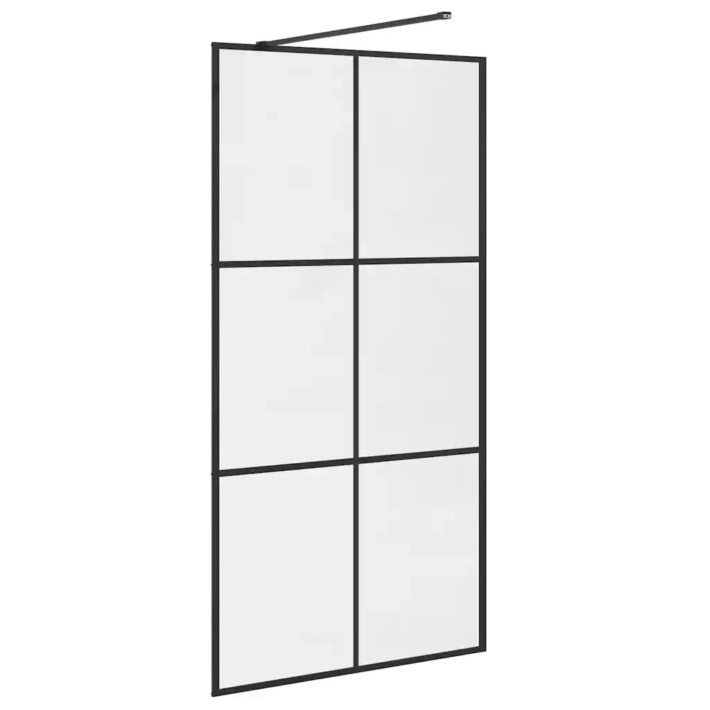 Parete per Doccia Walk-in Vetro Trasparente ESG Nera 100x195 cm CFW6334415