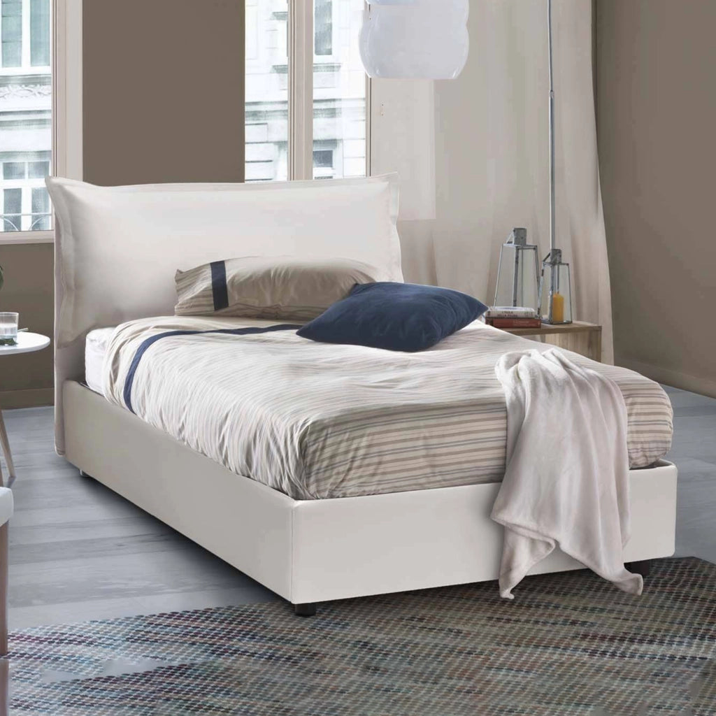 Latona, Letto Piazza e Mezza Contenitore Made in Italy, Bianco