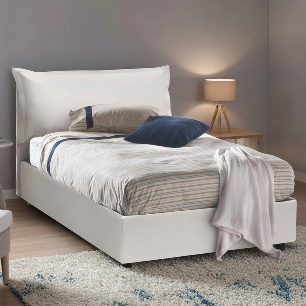 Latona, Letto Piazza e Mezza Contenitore Made in Italy, Bianco