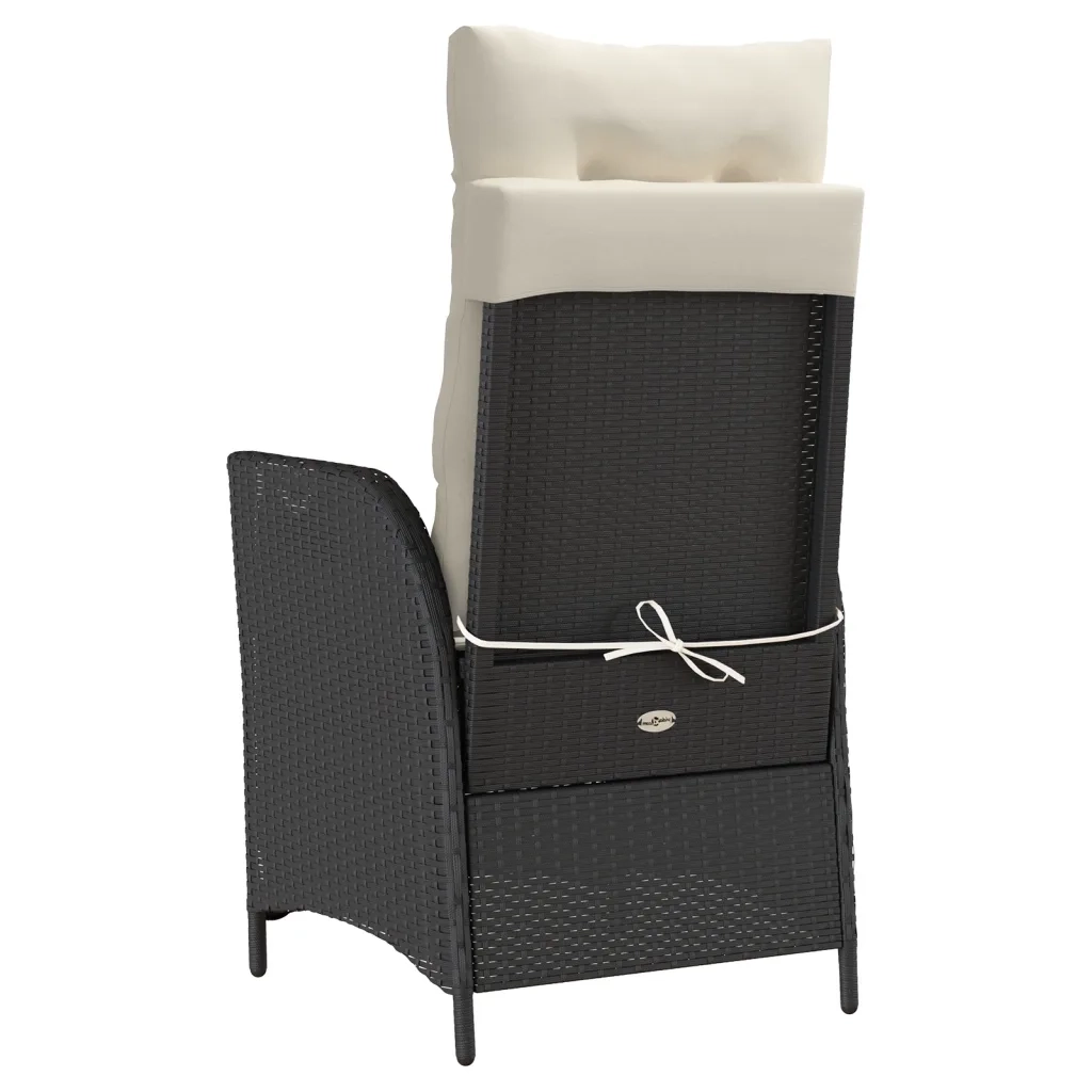 vidaXL Sedia Reclinabile da Giardino con Poggiapiedi Nera Polyrattan