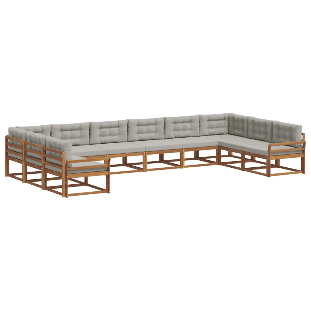 Set di divani da esterno 10 pcs Grigio Naturale e Chiaro 3368239