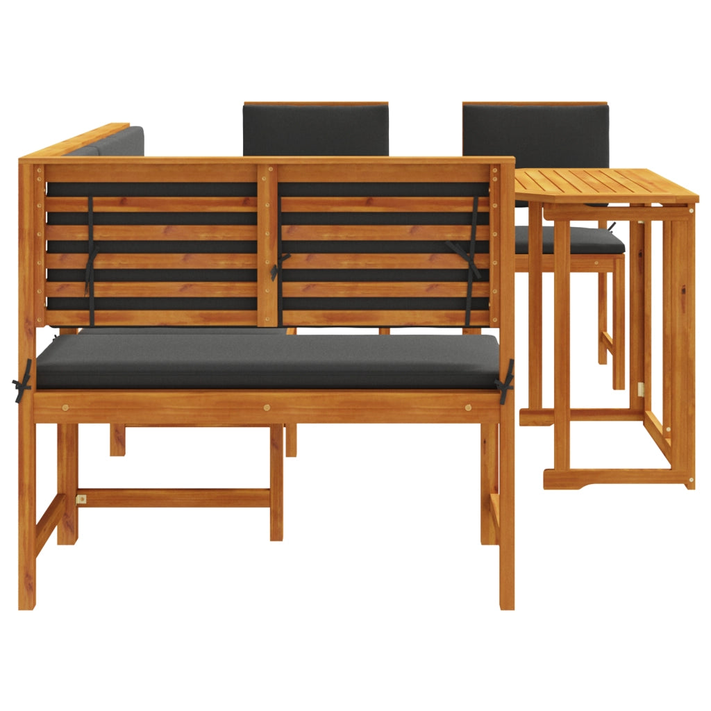 Set da Giardino  in 4 Pezzi con Cuscini in Legno Massello di Acacia