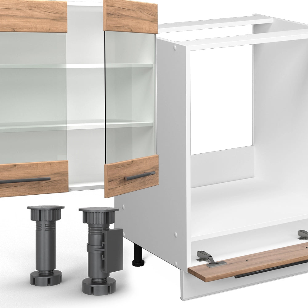 Vicco Cucina componibile Quercia dorata/bianco 355 cm senza piano di lavoro