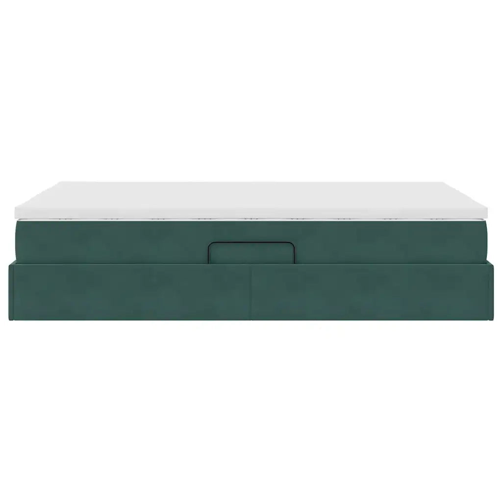 Letto con contenitore e materasso Verde Scuro 120 x 200 cm
